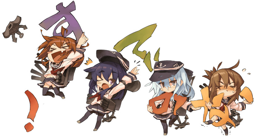 hibiki, inazuma, ikazuchi, and akatsuki (kantai collection) drawn by itsukia