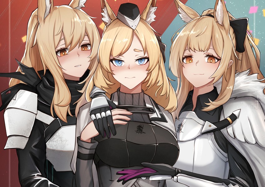 nearl, whislash, and blemishine (arknights) drawn by krirk