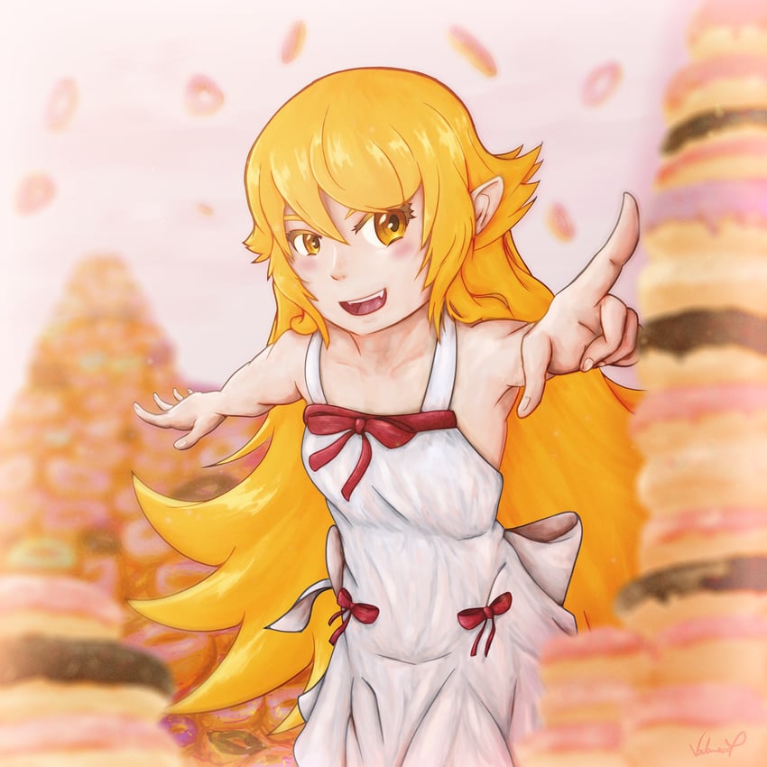 oshino shinobu (monogatari and 1 more) drawn by vadamecox