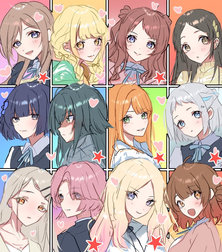 shinosawa hiro, fujita kotone, hanami ume, hanami saki, tsukimura temari, and 7 more (idolmaster and 1 more) drawn by houji_tea_latte