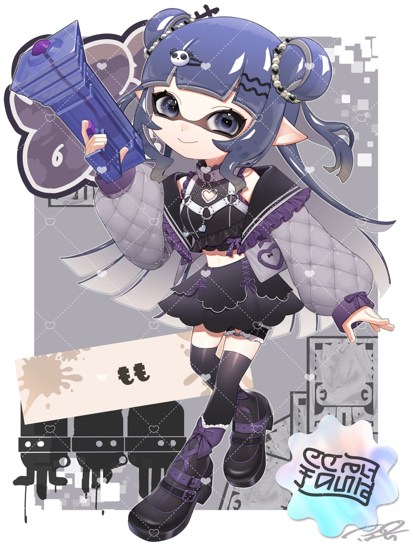 inkling player character and inkling girl (splatoon) drawn by puchiman