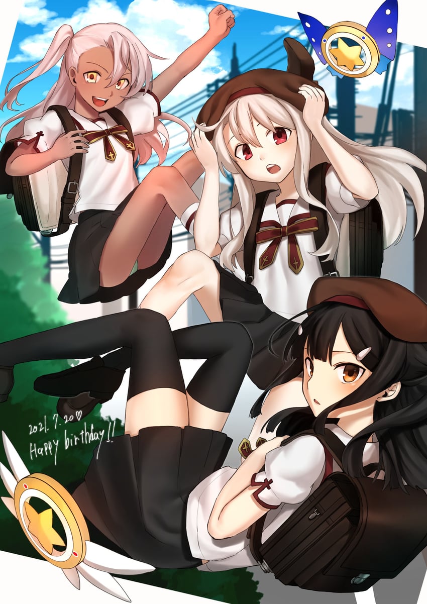 illyasviel von einzbern, chloe von einzbern, miyu edelfelt, magical ruby, and magical sapphire (fate and 1 more) drawn by ameman