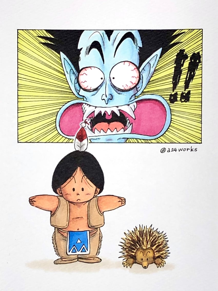 puar, upa, and dracula man (dragon ball) drawn by a24wks
