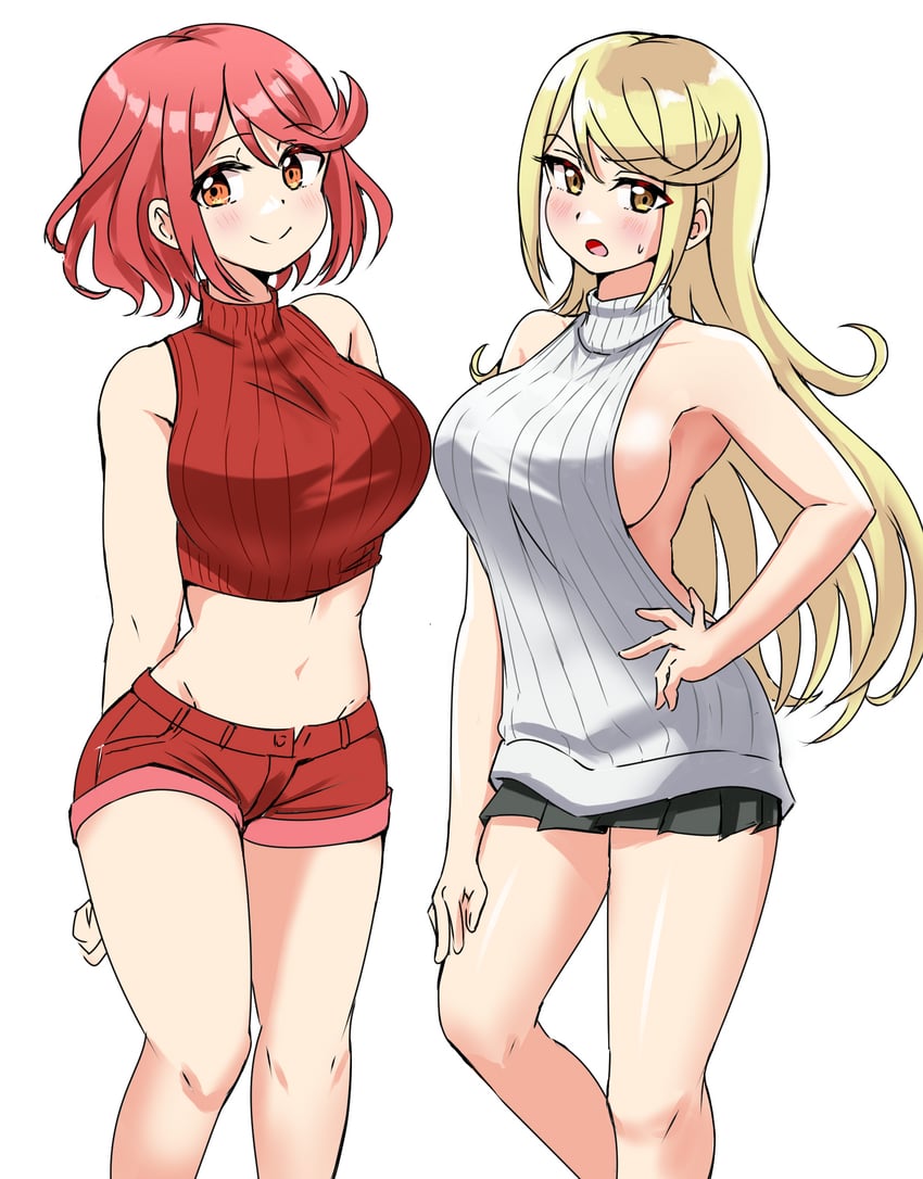 pyra and mythra (xenoblade chronicles and 1 more) drawn by ereka