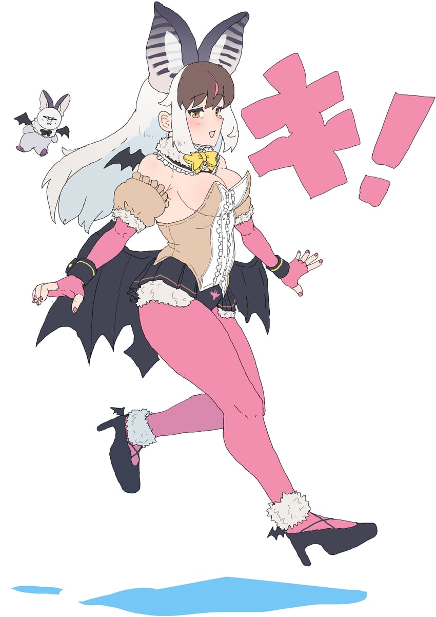 brown long-eared bat and poporu (kemono friends and 1 more) drawn by kumasyan1998 and yarennoka_98