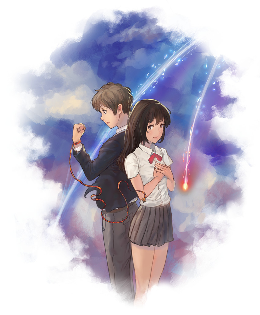 miyamizu mitsuha and tachibana taki (kimi no na wa.) drawn by b.c.