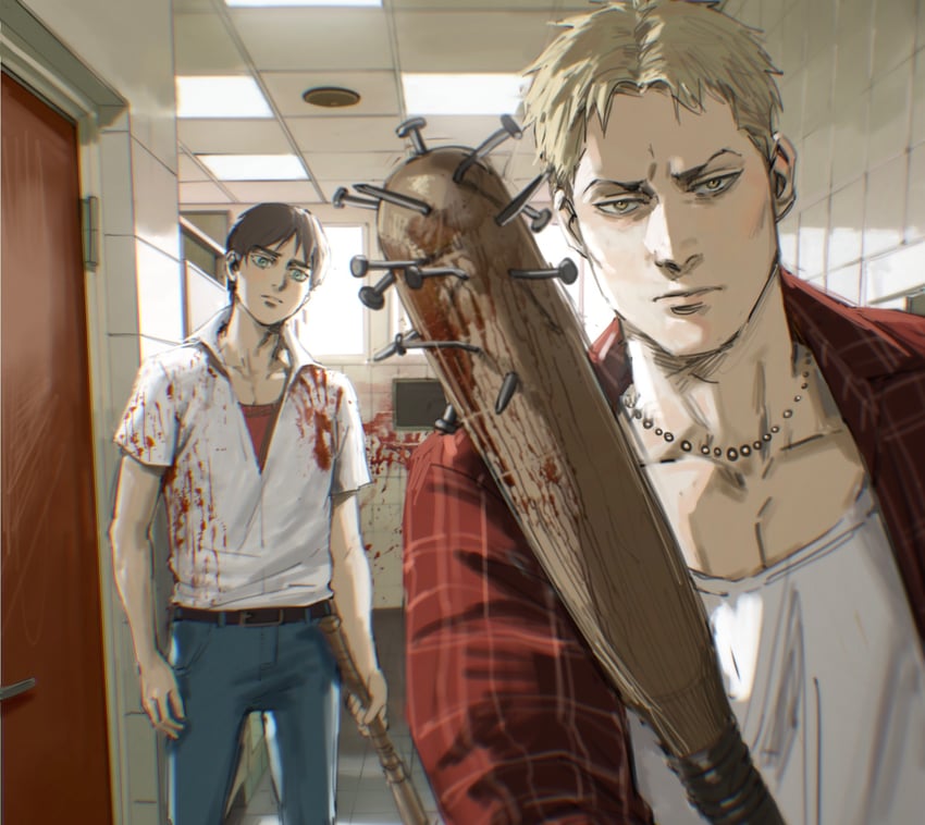 eren yeager and reiner braun (shingeki no kyojin) drawn by thisuserisalive