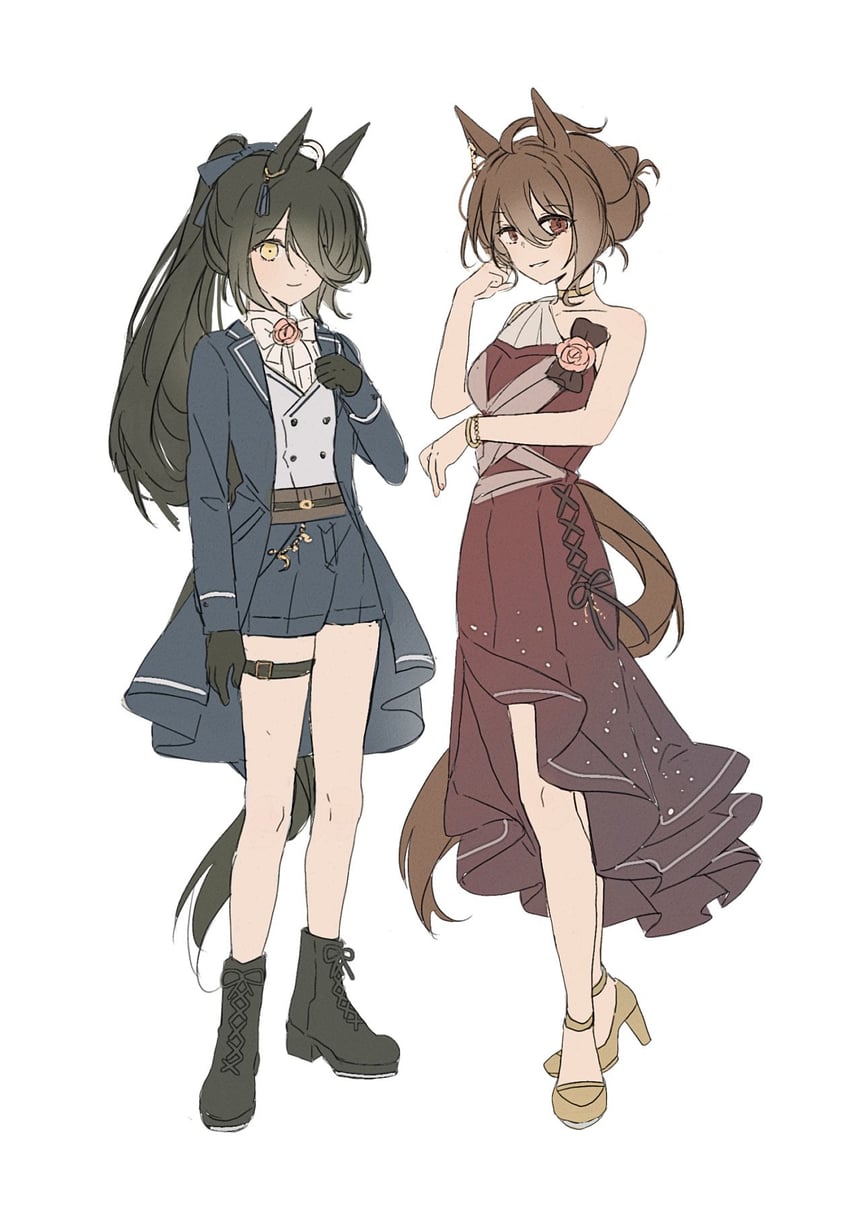 agnes tachyon and manhattan cafe (umamusume) drawn by seri_(vyrlw)