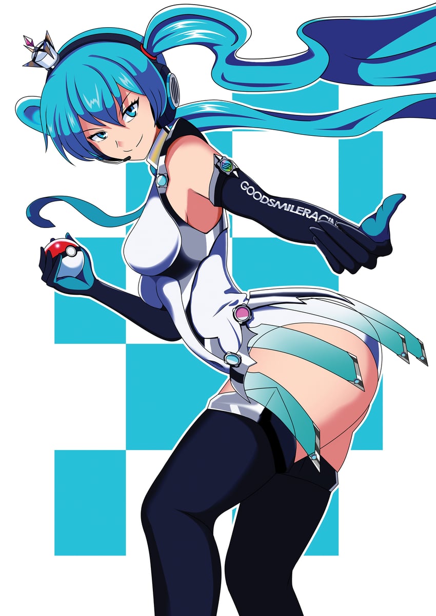 hatsune miku and racing miku (vocaloid and 1 more) drawn by vivivoovoo