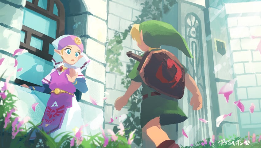 link, princess zelda, young link, and young zelda (the legend of zelda and 1 more) drawn by pomeraion
