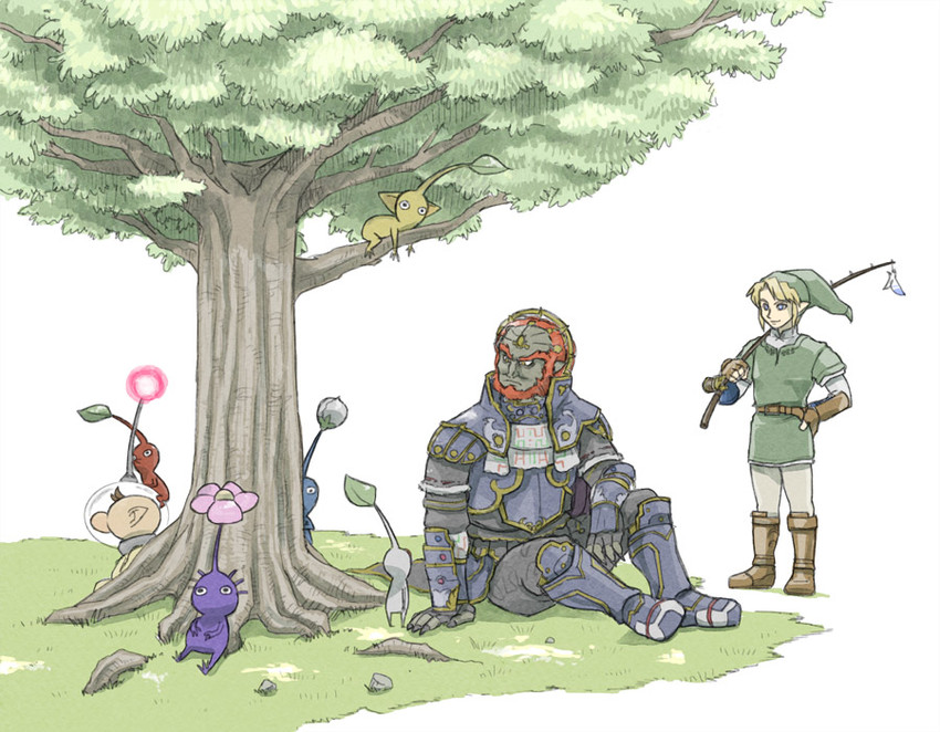 link, red pikmin, olimar, ganondorf, yellow pikmin, and 3 more (the legend of zelda and 3 more) drawn by naru_(wish_field)