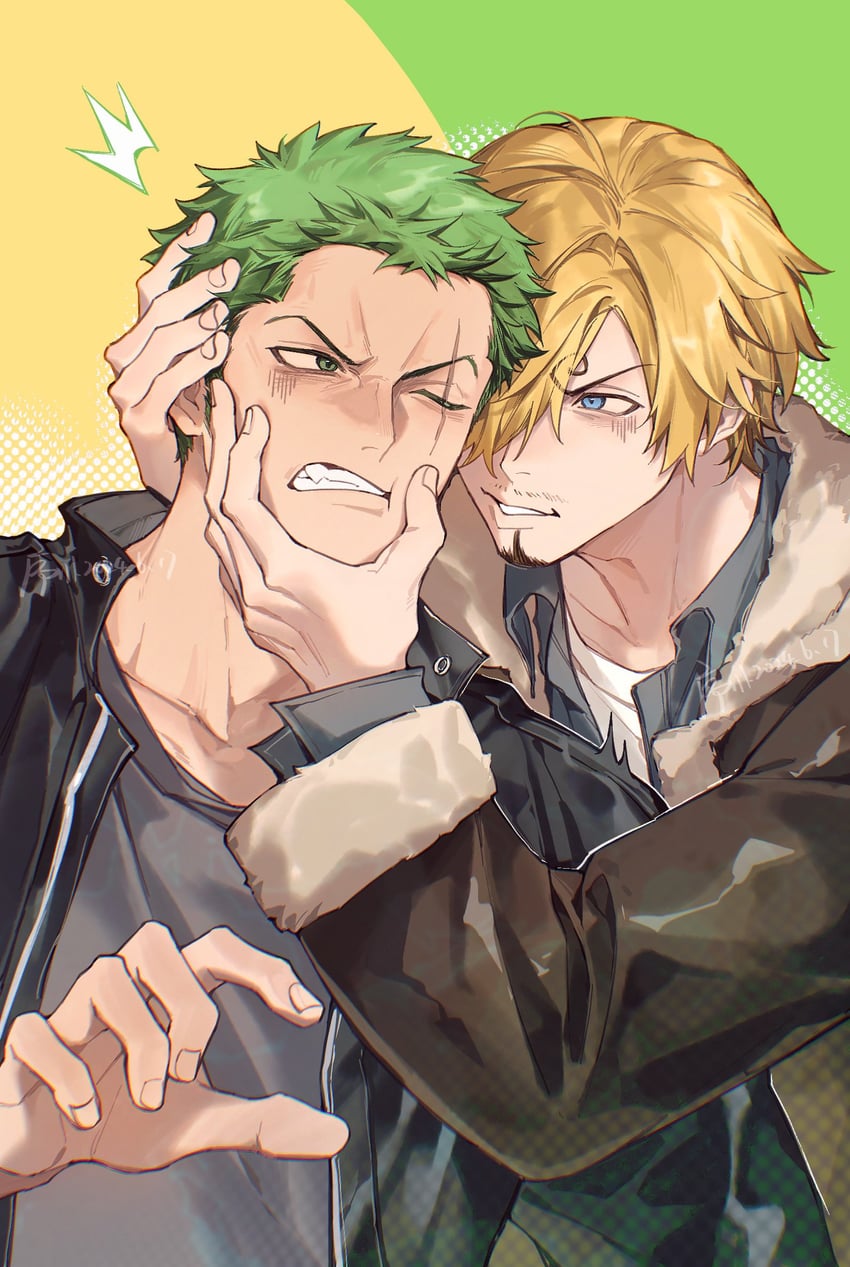 roronoa zoro and sanji (one piece) drawn by xuchuan