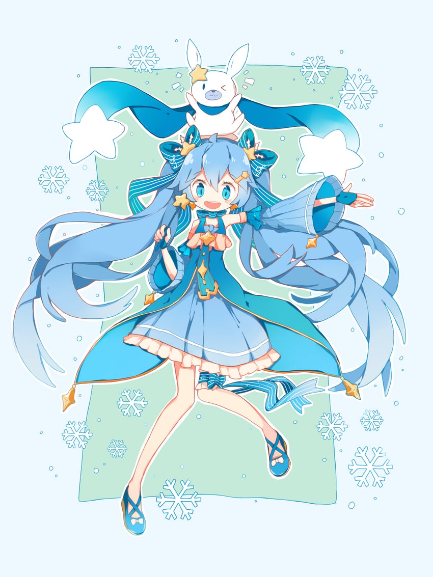 hatsune miku, yuki miku, and rabbit yukine (vocaloid) drawn by melanbread