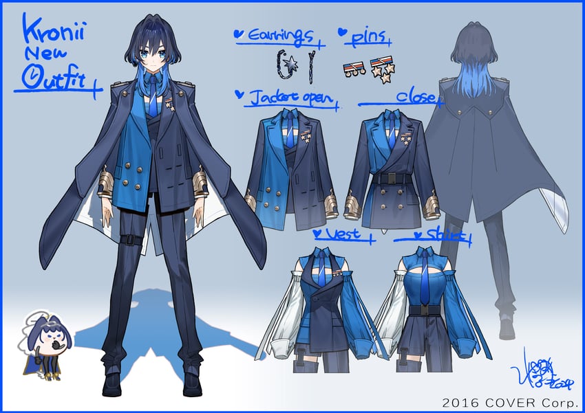 ouro kronii (hololive and 1 more) drawn by wada_arco
