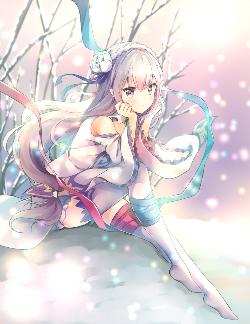 emilia (re:zero kara hajimeru isekai seikatsu) drawn by melings_(aot2846)