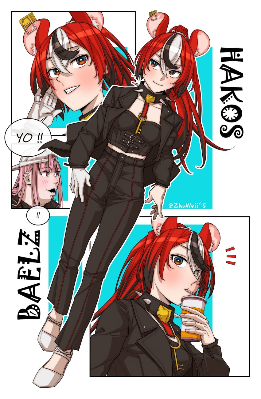 mori calliope and hakos baelz (hololive and 1 more) drawn by zhuweii