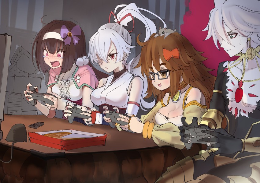 tomoe gozen, osakabehime, karna, jinako carigiri, and ganesha (fate and 1 more) drawn by abyonus