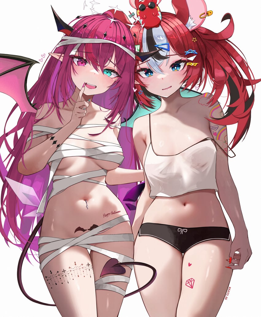 hakos baelz, irys, and mr. squeaks (hololive and 1 more) drawn by kkato