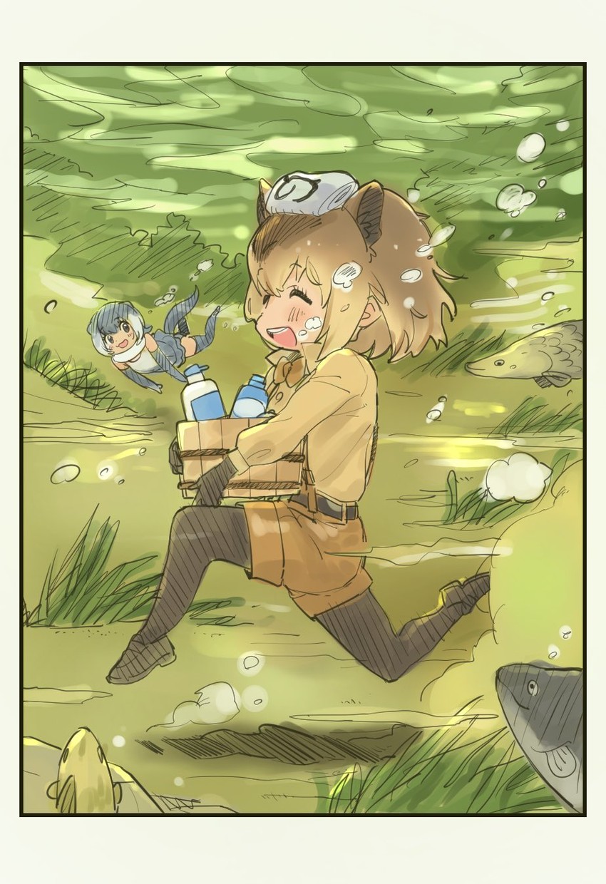small-clawed otter and capybara (kemono friends) drawn by fanta_(the_banana_pistols)