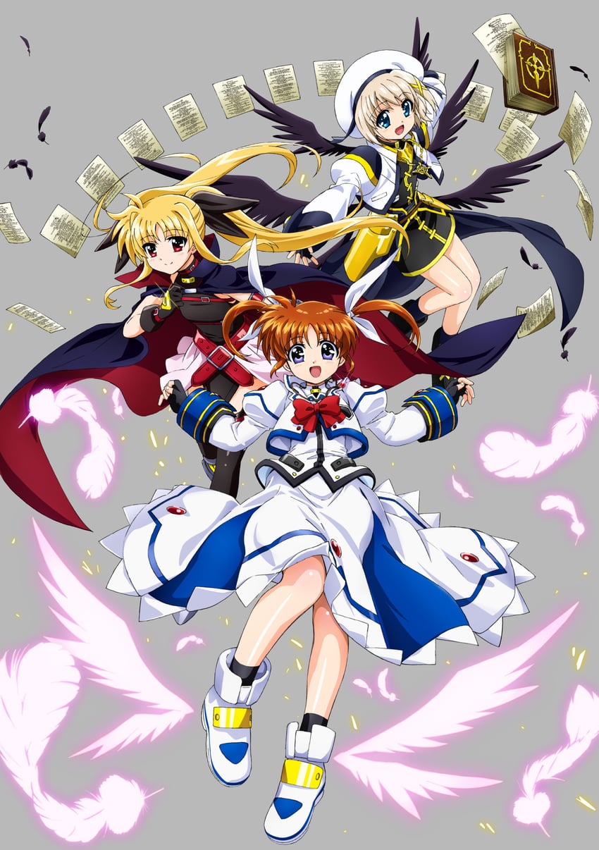 fate testarossa, takamachi nanoha, yagami hayate, raising heart, schwertkreuz, and 1 more (lyrical nanoha and 2 more)