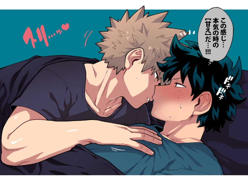 midoriya izuku and bakugou katsuki (boku no hero academia) drawn by yazaki_(yazakc)