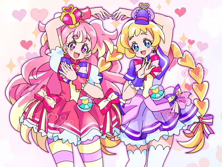inukai komugi, inukai iroha, cure wonderful, and cure friendy (precure and 1 more) drawn by guchurimu_genrishugi