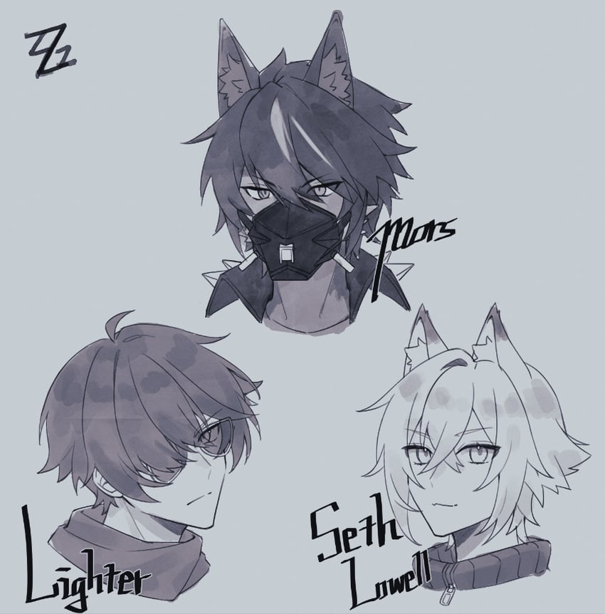 seth lowell, lighter, and mors (zenless zone zero) drawn by ccxvi_201116