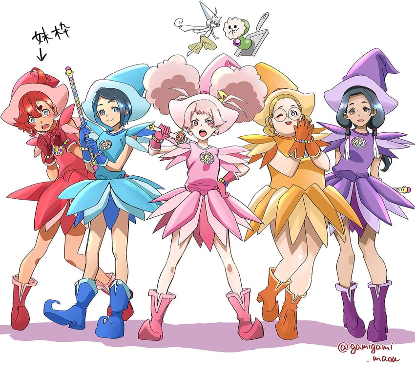 suletta mercury, miorine rembran, chuatury panlunch, nika nanaura, lilique kadoka lipati, and 1 more (gundam and 2 more) drawn by gamigami_maou_(artist)