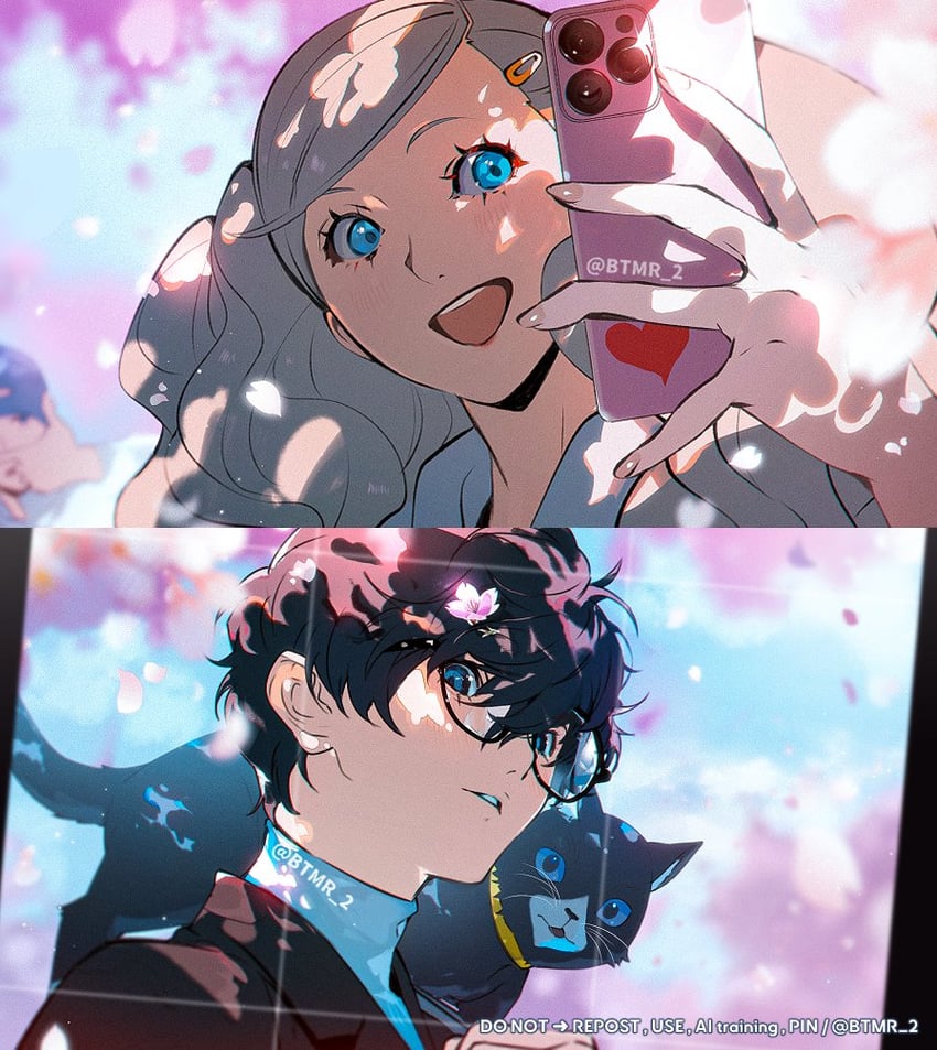amamiya ren, takamaki anne, morgana, and kitagawa yuusuke (persona and 1 more) drawn by btmr_game