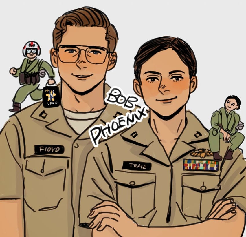 robert "bob" floyd and natasha "phoenix" trace (top gun and 1 more) drawn by iaminosan
