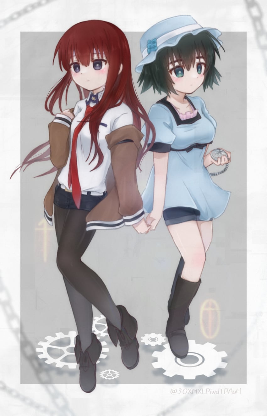 makise kurisu and shiina mayuri (science adventure and 1 more) drawn by kanzaki_nyo