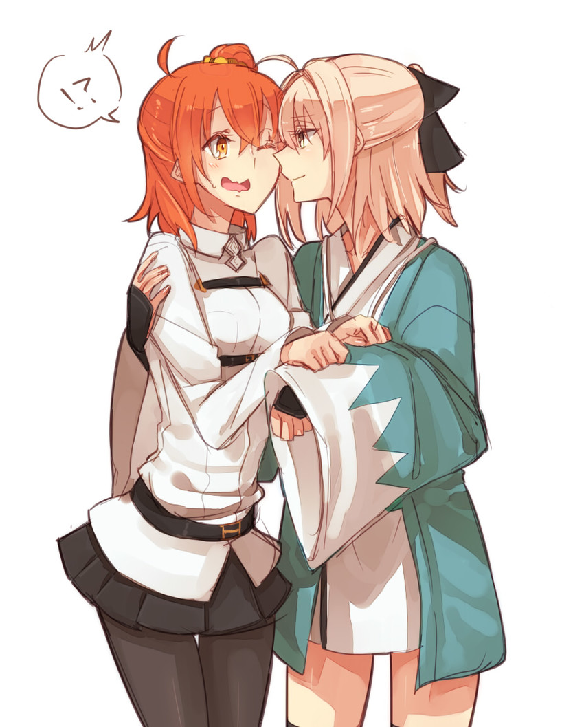 fujimaru ritsuka and okita souji (fate and 2 more) drawn by hollomaru