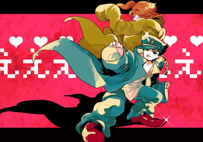 kujo jotaro and kakyoin noriaki (jojo no kimyou na bouken and 1 more) drawn by kajiro_(chips)