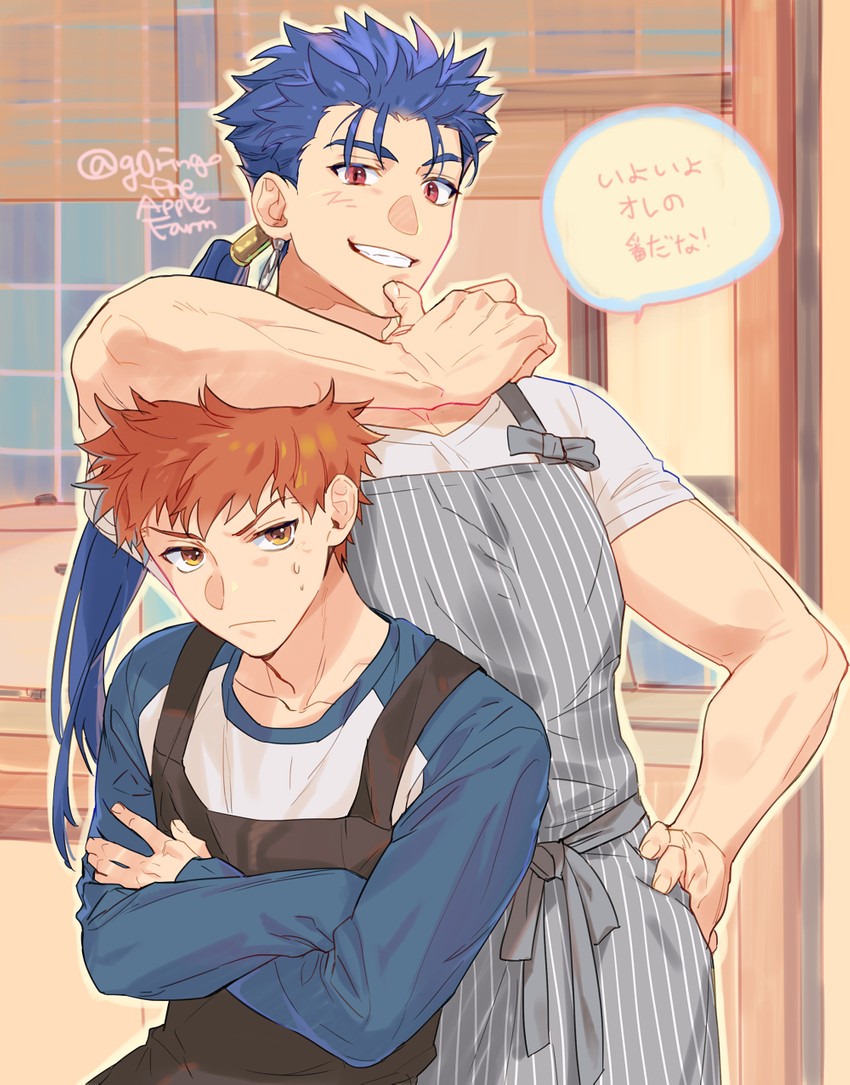 emiya shirou and cu chulainn (fate and 2 more) drawn by g0ringo