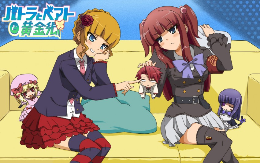 beatrice, ushiromiya battler, ushiromiya ange, frederica bernkastel, furudo erika, and 1 more (umineko no naku koro ni and 1 more) drawn by toumokoroshi