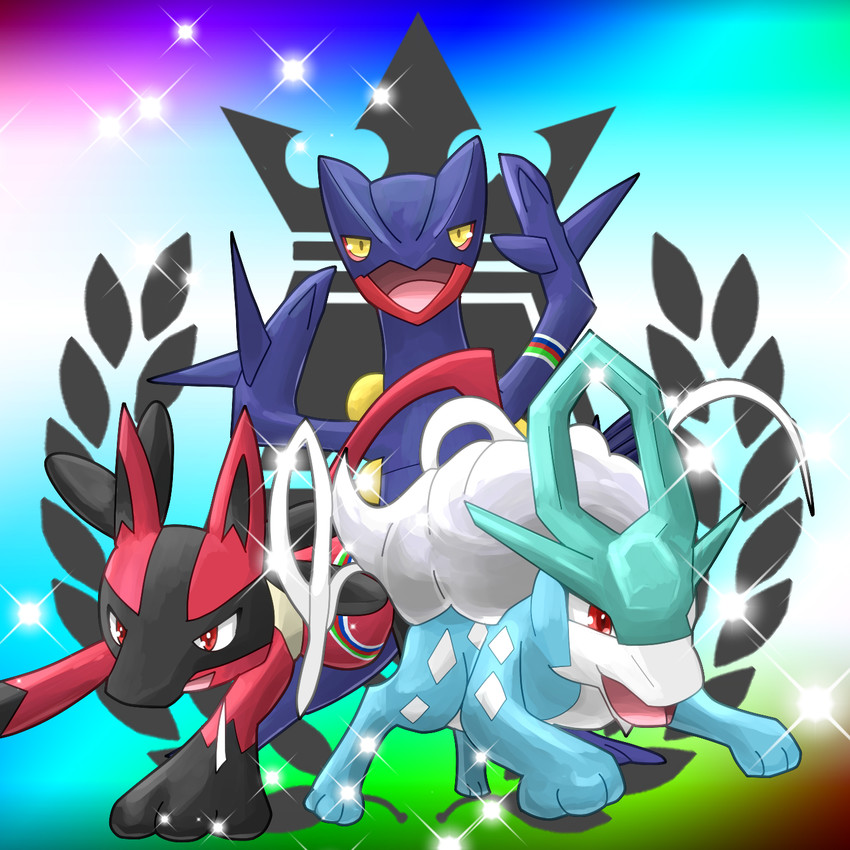 lucario, suicune, and sceptile (pokemon and 1 more) drawn by mikoshiba_manha_sewashii
