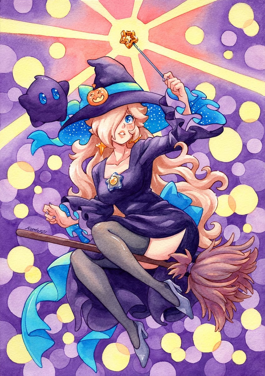 rosalina, luma, and polari (mario and 2 more) drawn by mystar21