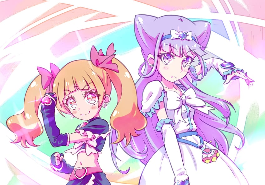 cure black, cure white, ruru amour, and aisaki emiru (precure and 2 more) drawn by kyoutsuugengo