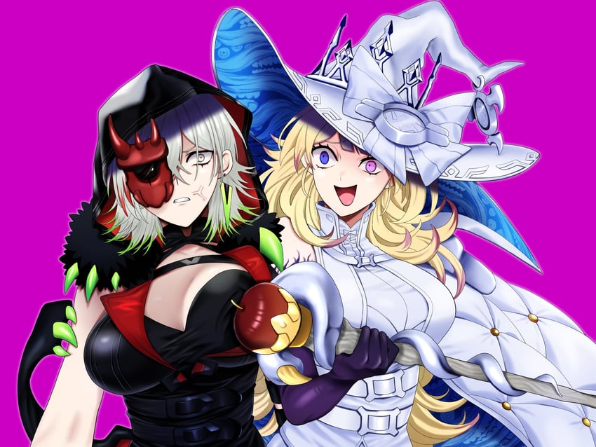 diabellstar the black witch and diabellze the original sinkeeper (yu-gi-oh!) drawn by olf_factory
