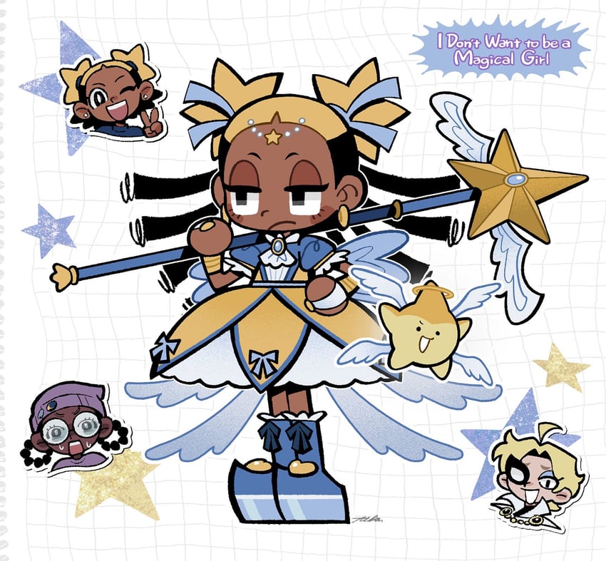 aika, star guardian: guardian of the stars, zira, hoshi, and eclipse (i don't want to be a magical girl) drawn by tebatebaman
