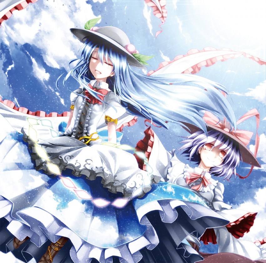 hinanawi tenshi and nagae iku (touhou) drawn by kazetto