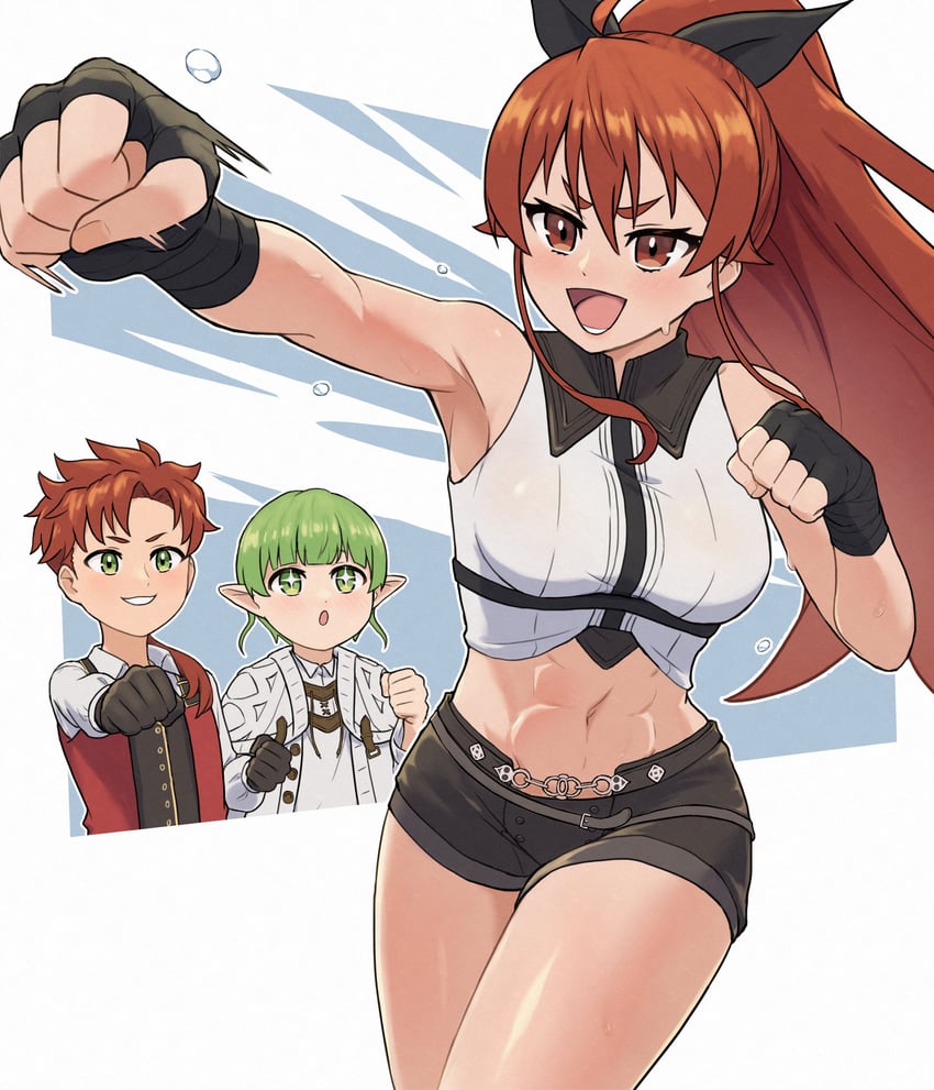 eris greyrat, ars greyrat, and sieghart saladin greyrat (mushoku tensei) drawn by urin_(littleurin)
