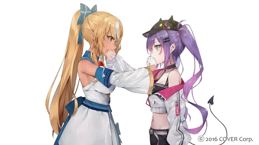 tokoyami towa and shiranui flare (hololive) drawn by izumi_kei