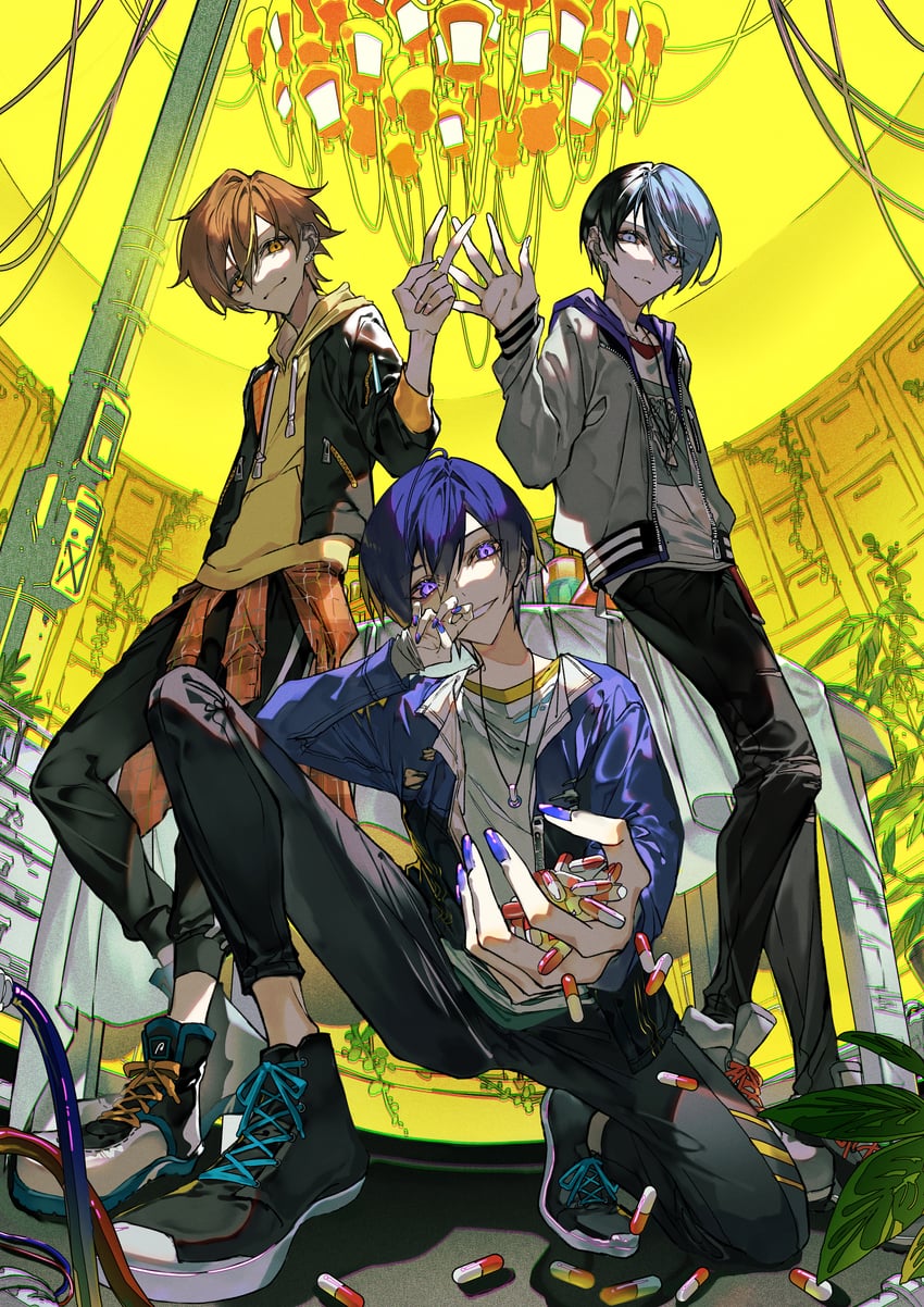 kaito, shinonome akito, aoyagi touya, and vivid bad squad kaito (vocaloid and 1 more) drawn by mura_karuki