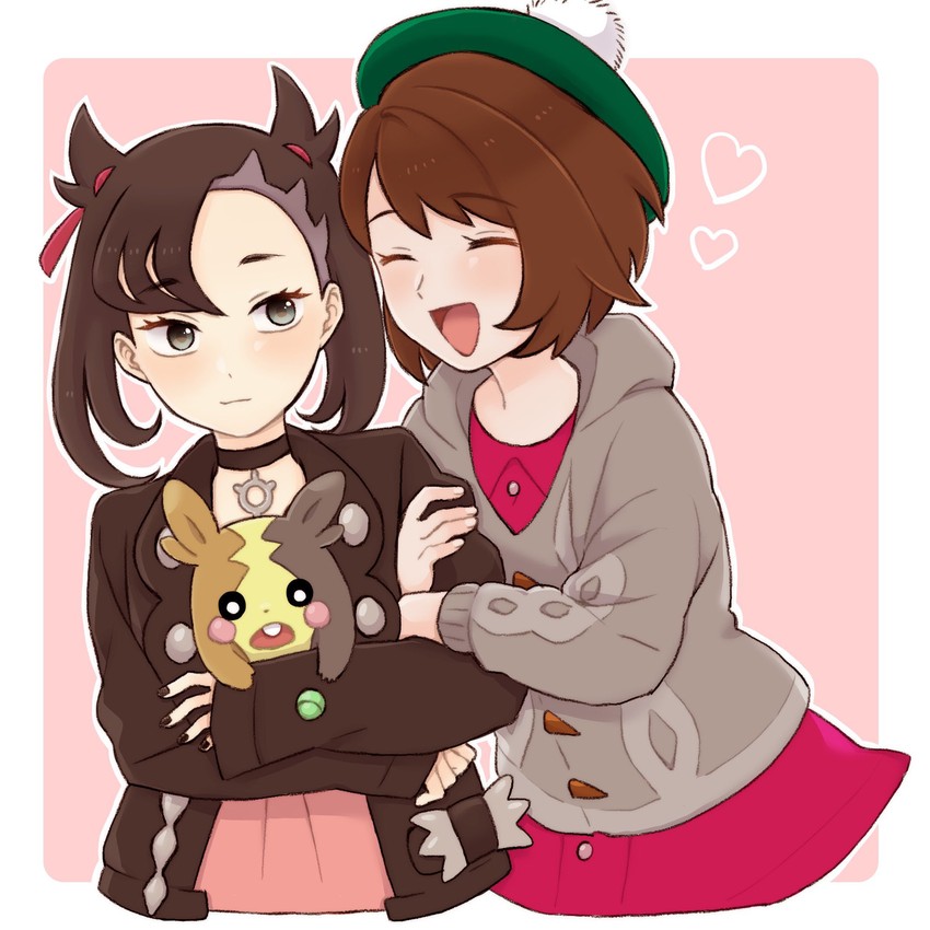marnie, gloria, and morpeko (pokemon and 1 more) drawn by sakamata_(skmtaa)