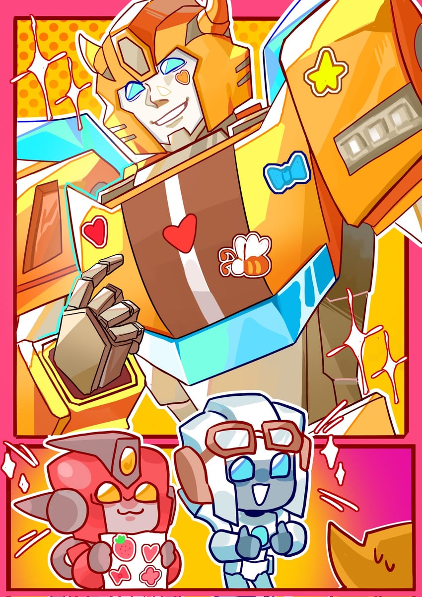 bumblebee, twitch, and thrash (transformers and 1 more) drawn by cutemuyanv