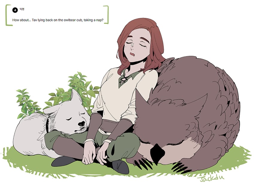 tav, owlbear, and scratch (dungeons & dragons and 2 more) drawn by byuub