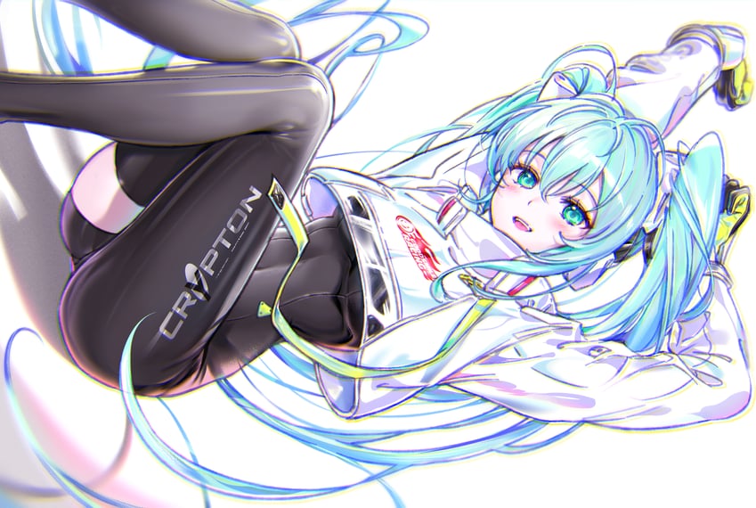 hatsune miku and racing miku (vocaloid and 1 more) drawn by tanjel