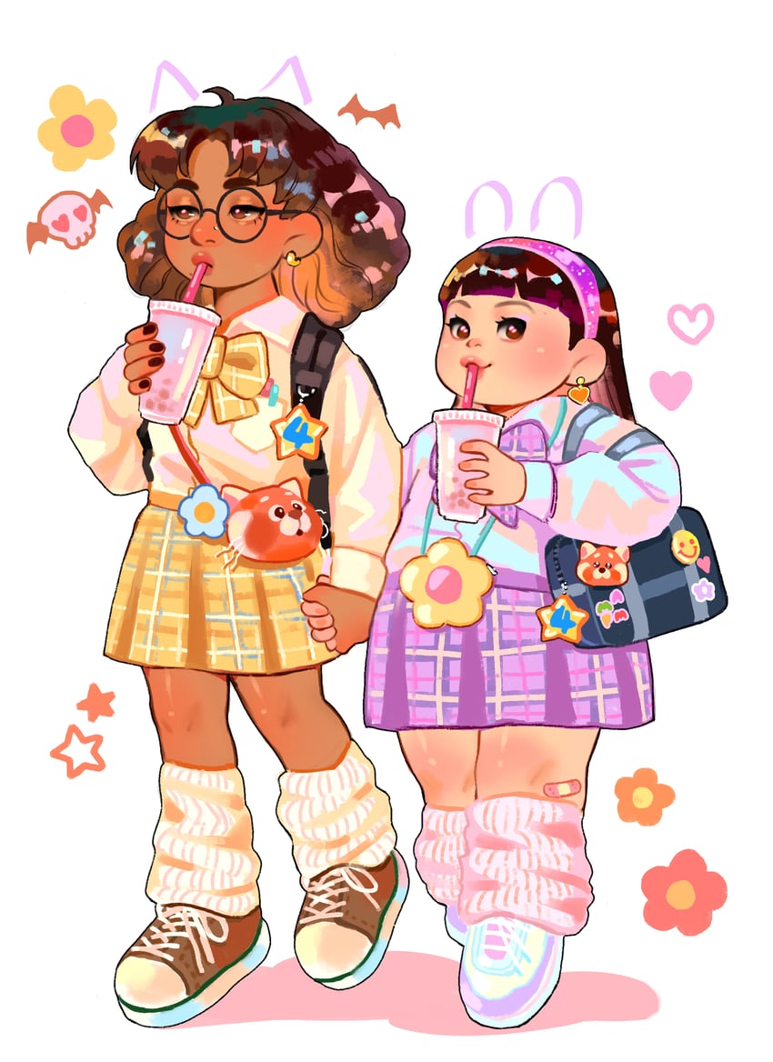 abby, priya, and meilin lee (turning red) drawn by pupe_(sennbee1027)