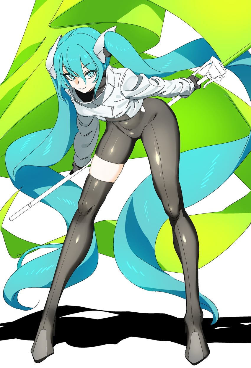 hatsune miku and racing miku (vocaloid and 1 more) drawn by rasupekuto